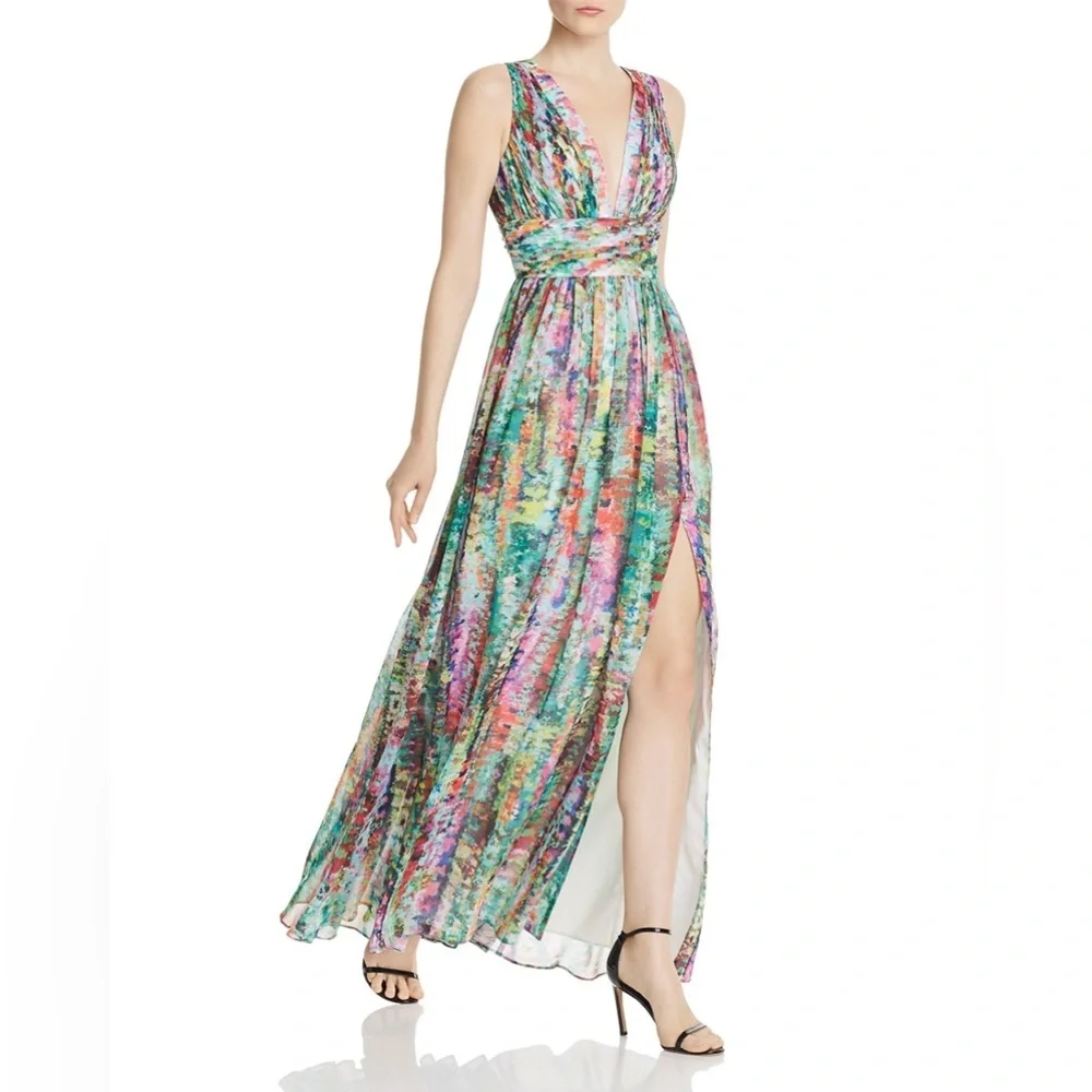 AIDAN BY AIDAN MATTOX Pleated Chiffon Print Dress NWT - Picture 1 of 12